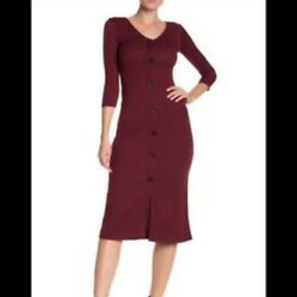 Velvet Torch Button Down Knit Midi Dress - Picture 4 of 7